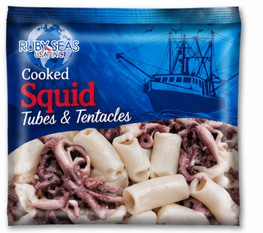 Ruby Seas raw squid tubes and tentacles retail package